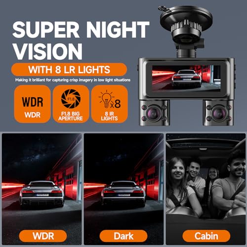 Cámara de tablero frontal y trasera 360 en el interior, cáma
