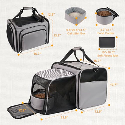 Transportador de gatos con caja de arena, transportador de v