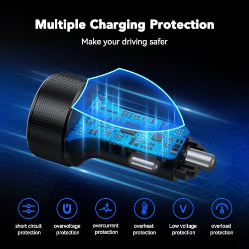 AGKMT01 - Adaptador de cargador de coche USB C, 78 W, 4 puer
