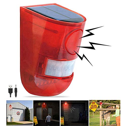 Alarma solar con sonido y luz, sirena con sensor de movimien