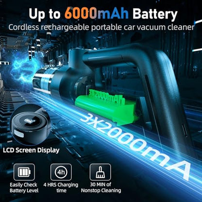 Handheld Car Vacuum Cleaner, 21000PA Powerful Suction, Cordl