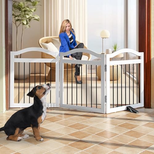 ZJSF Puerta plegable independiente para perros para interior