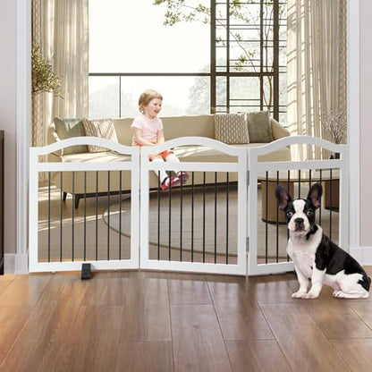 ZJSF Puerta plegable independiente para perros para interior