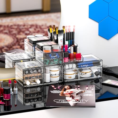 Cq acrylic Organizador de maquillaje transparente y almacena