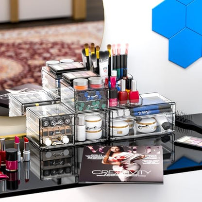 Cq acrylic Organizador de maquillaje transparente y almacena