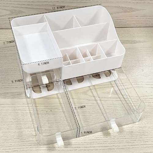 Organizador de maquillaje blanco con 3 cajones, almacenamien