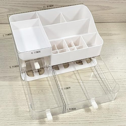 Organizador de maquillaje blanco con 3 cajones, almacenamien