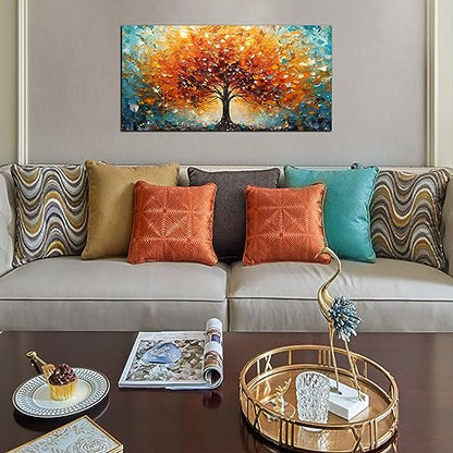 Zoyotago Lienzo grande para pared, diseño de árbol naranja y
