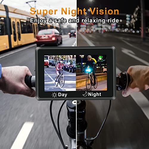 Cámara de visión trasera para bicicleta con monitor HD de 4.