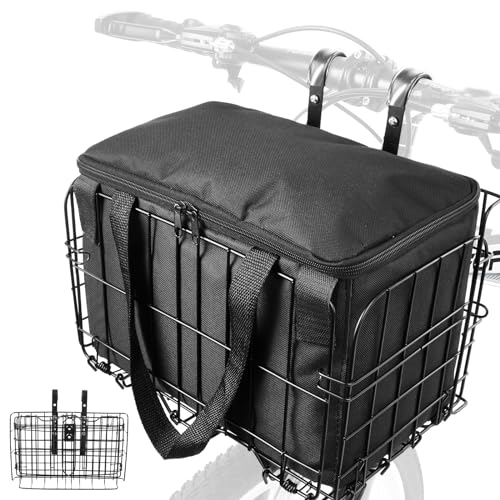 Zacro Cesta de bicicleta delantera/trasera, cesta plegable p