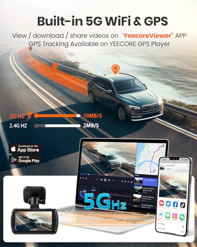 Dual Dash Cam 5G WiFi GPS, cámara de tablero real 4K+HDR 108