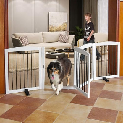 ZJSF Puerta plegable para perros con puerta de entrada, puer