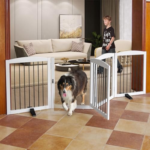 ZJSF Puerta plegable para perros con puerta de entrada, puer
