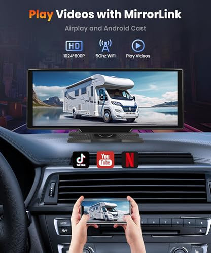 Podofo Pantalla Carplay inalámbrica de 10.26 pulgadas para c