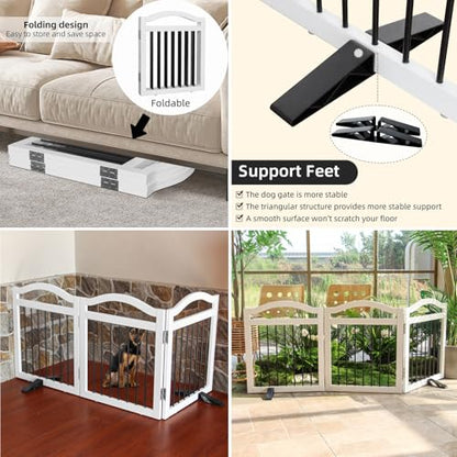 ZJSF Puerta plegable independiente para perros para interior