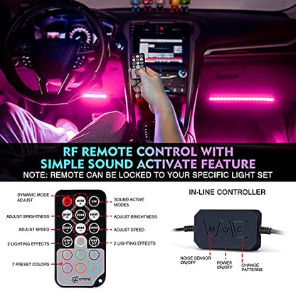 Xprite Luces interiores de coche RGB mejoradas de 144 LED co