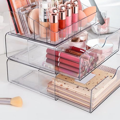 Vtopmart Organizador de maquillaje transparente de 3 niveles