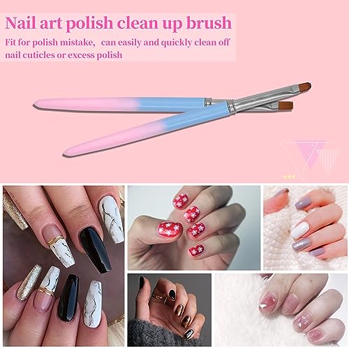 2 pinceles de limpieza de uñas, pinceles de arte de uñas con
