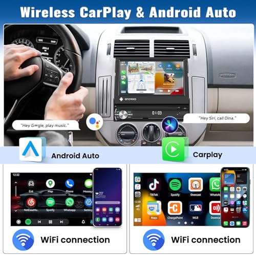 UNITOPSCI 2G 64G Single Din Flip Out Android 13 Car Stereo W