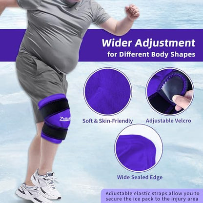 ZNÖCUETÖD Paquete de 2 bolsas de hielo de rodilla mejoradas