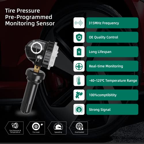 CDWTPS TPMS Sensor Ford, paquete de 4 sensores de monitor de