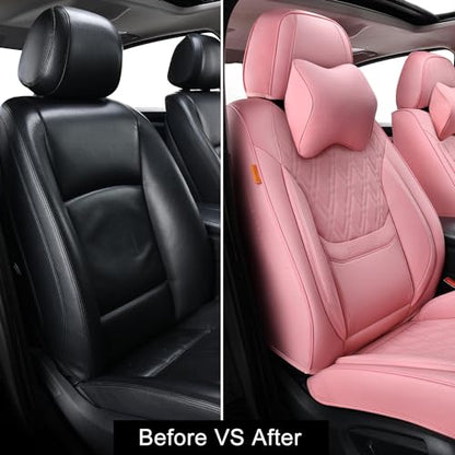 Fundas de asiento de coche color rosa, par de fundas de asie