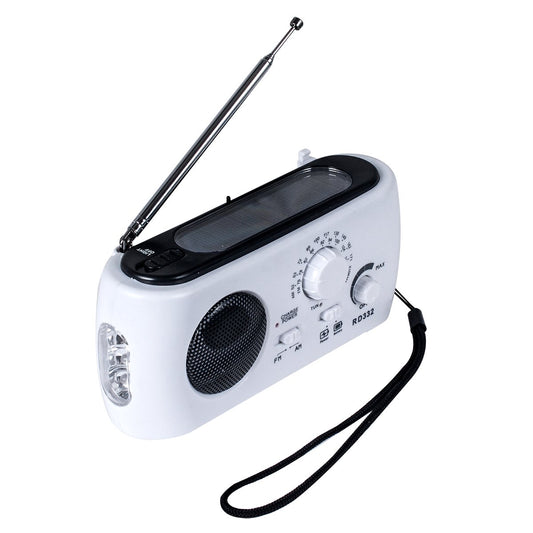 Radio de emergencia con cargador solar y de manivela, baterí