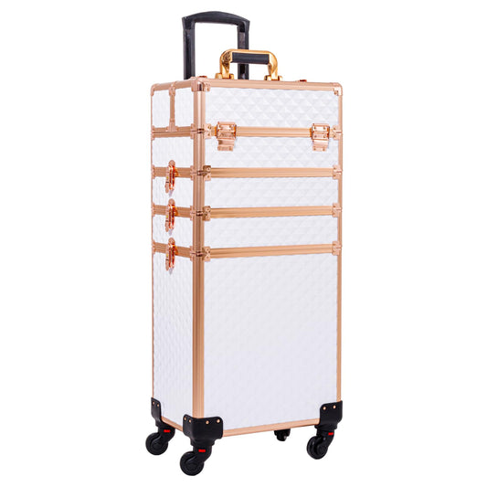 AROUS Maletín de tren de maquillaje rodante, carrito de cosm
