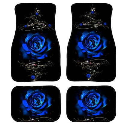 Biyejit Alfombrillas de coche con diseño de rosas azules, al