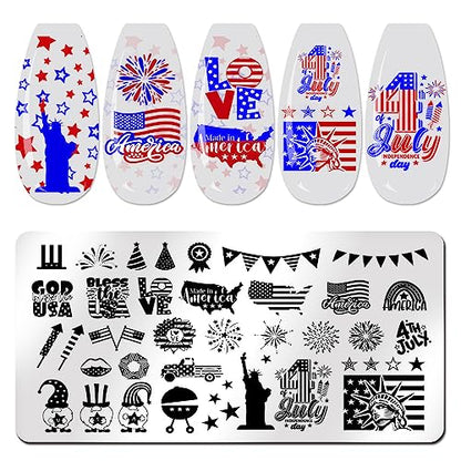 JERCLITY Juego de 6 placas de estampado de uñas para el 4 de