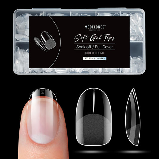 Modelones Puntas de uñas cortas ovaladas redondas, 500 punta