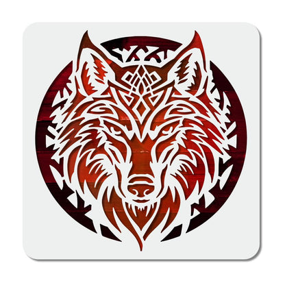 MAYJOYDIY Plantilla de dibujo de lobo poderoso de 11.8 x 11.