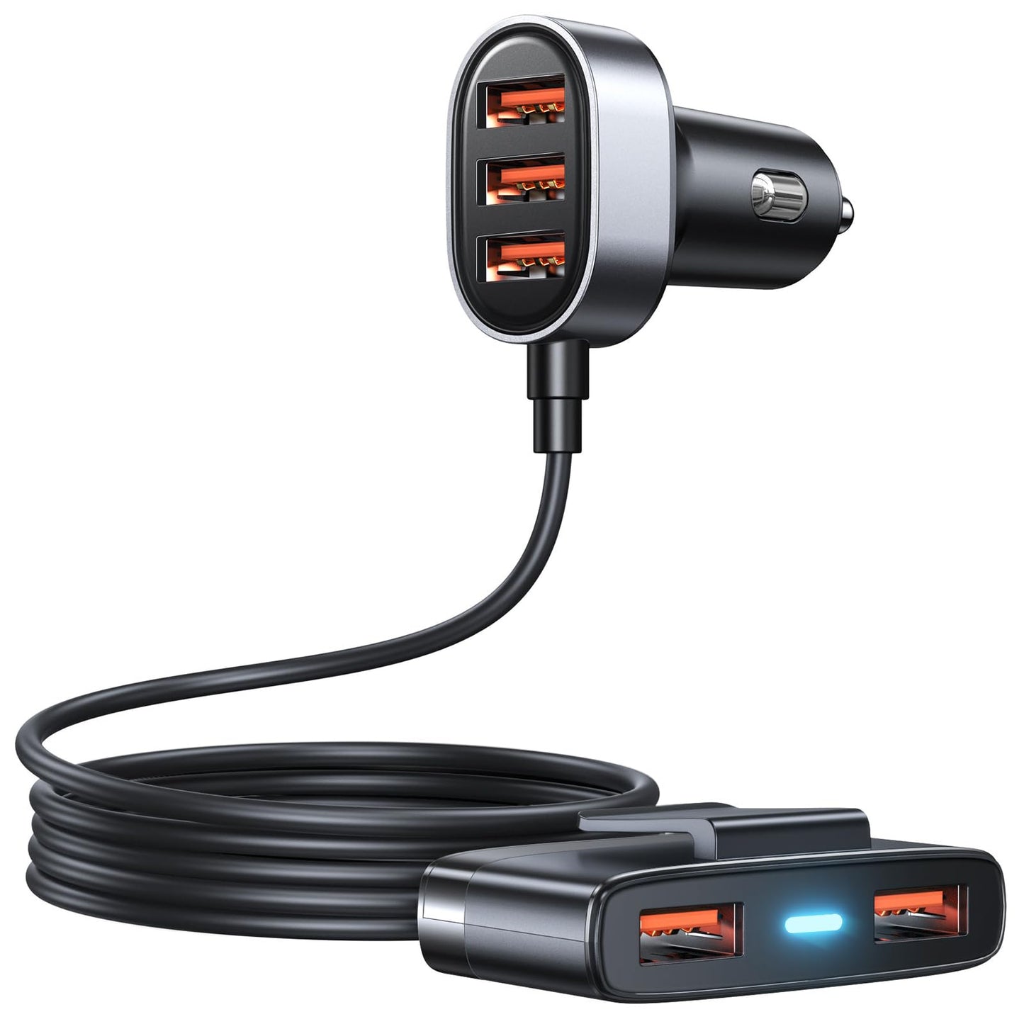 Cargador USB de coche 5 en 1 multipuerto, adaptador de carga