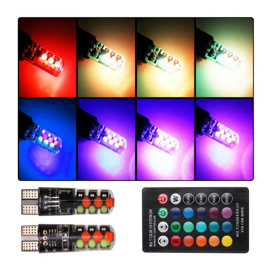 Bombilla LED T10 RGB con control remoto, 2 piezas de luz est