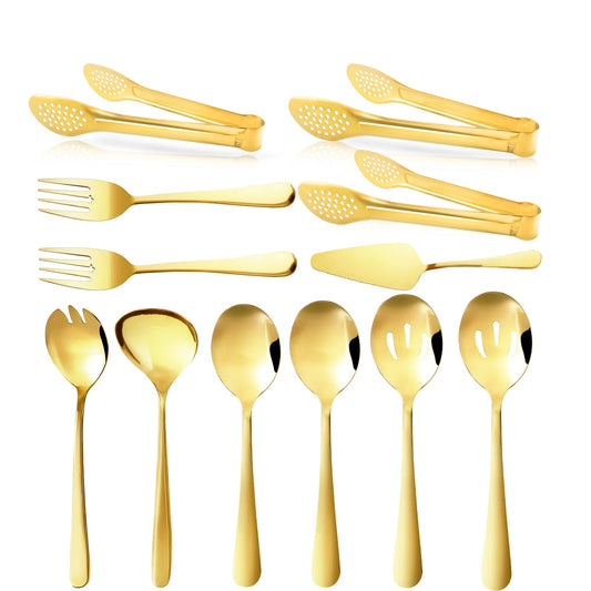 XEVOM Juego de utensilios dorados para servir, 12 unidades,