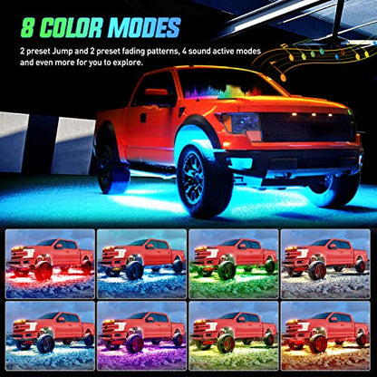 Nilight 4 tiras de luces de neón para automóvil, 256 luces L