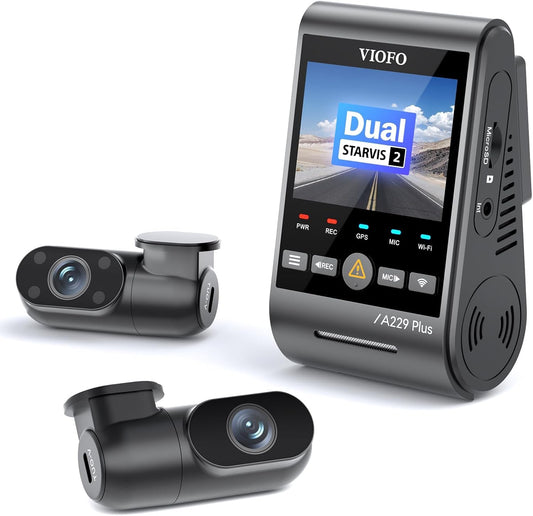VIOFO Cámara de tablero A229 Plus de 3 canales, doble STARVI