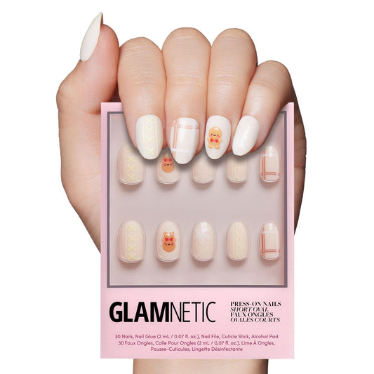 Glamnetic Uñas postizas a presión, tejido de pan de jengibre