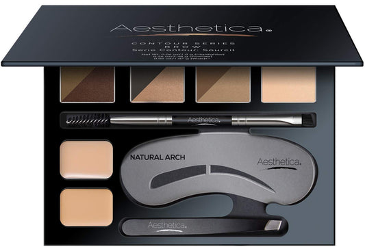 Aesthetica Kit de contorno de cejas de 16 piezas, paleta de