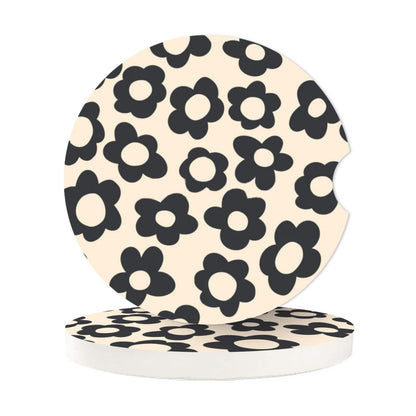 Posavasos absorbentes abstractos de flores negras para autom