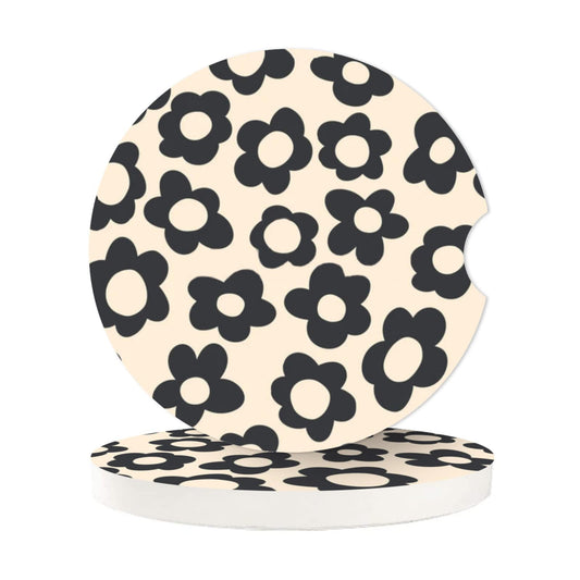 Posavasos absorbentes abstractos de flores negras para autom