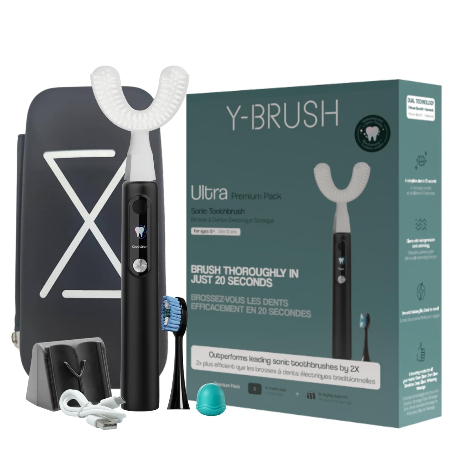 Y-Brush Ultra Premium - Cepillo de dientes sónico - Recargab