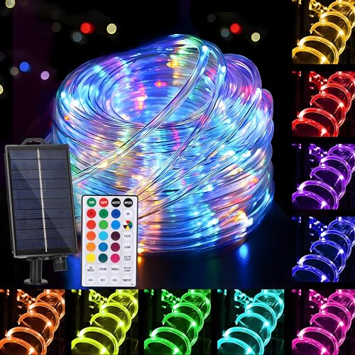 XEWEA - Guirnalda de luces solares para exteriores, 65 LED,