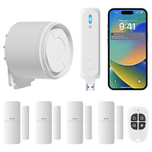 Sistema de alarma inalámbrico para el hogar, kit de 7 piezas