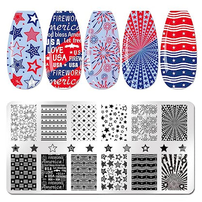 JERCLITY Juego de 6 placas de estampado de uñas para el 4 de