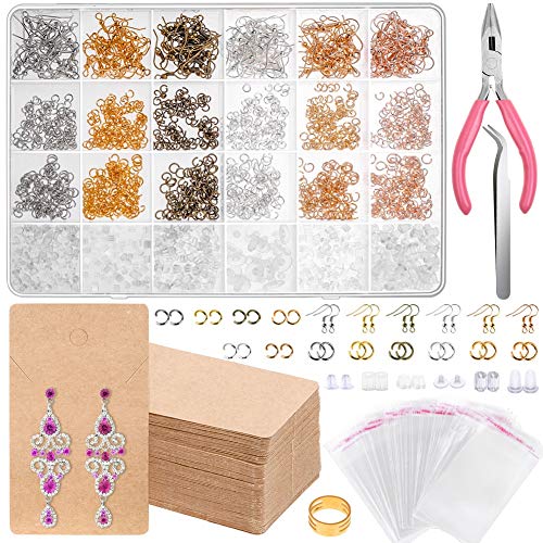 anezus Ganchos para aretes para hacer joyas, kit de suminist