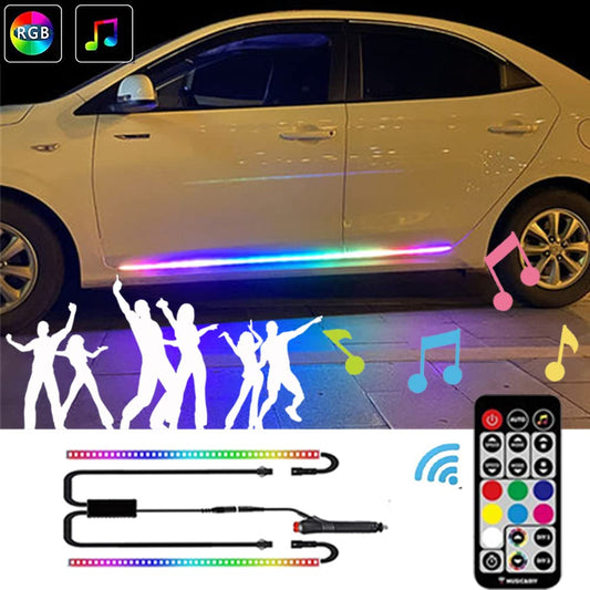 Luces de estribo RGB, tira de luz LED de automóvil, faldas d