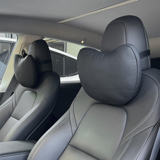 Adecuado para reposacabezas de cuero Tesla Nappa, 2 almohada