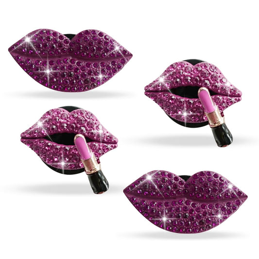 4 clips de ventilación de labios de color rojo rosa, con dia