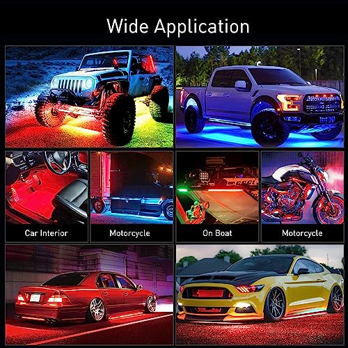 Nilight 4 tiras de luces de neón para automóvil, 256 LED, RG
